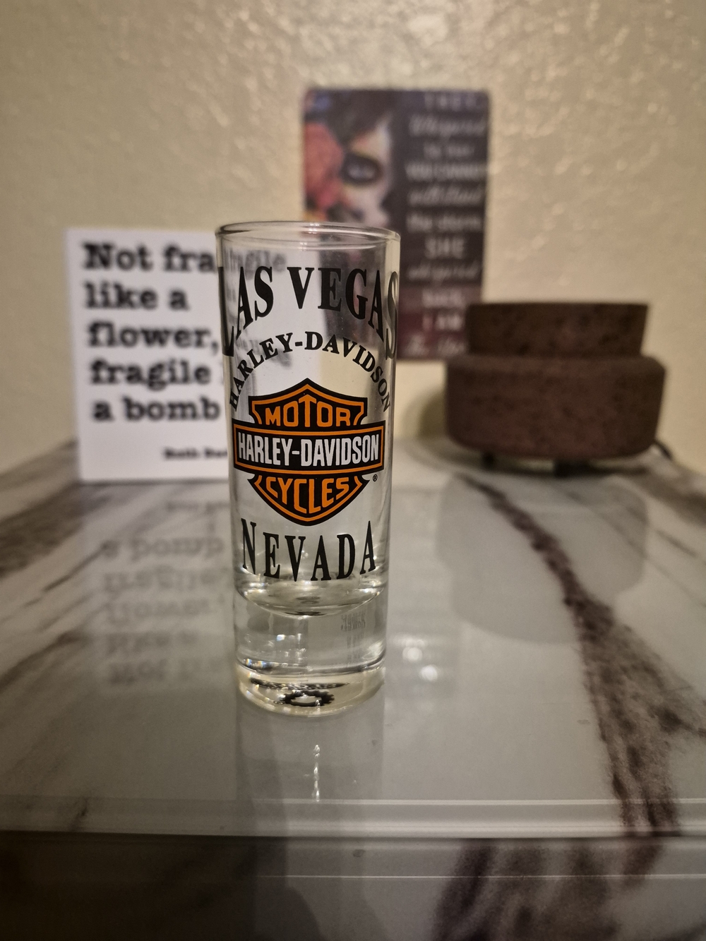 Harley-Davidson Las Vegas Nevada Orange Logo Shot Glass